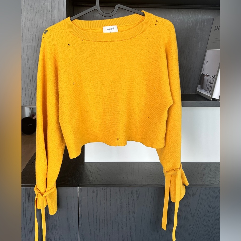Wilfred 100% Wool Golden Yellow Knit Crewneck Sweater